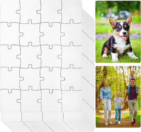 12 Sets Blank White Jigsaw Puzzles, Sublimation Craft, White DIY Custom Puzzle for Heat Press Transfer