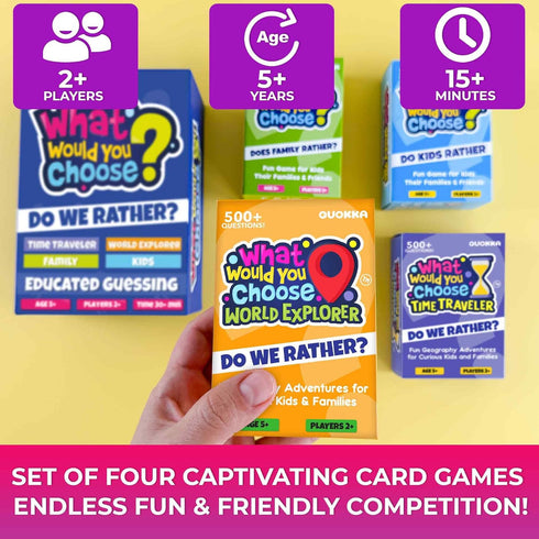 8-12 4 Set QUOKKA Board Games for Kids Family Games for Kids and Adults What Would You Choose History, Geography, Kid