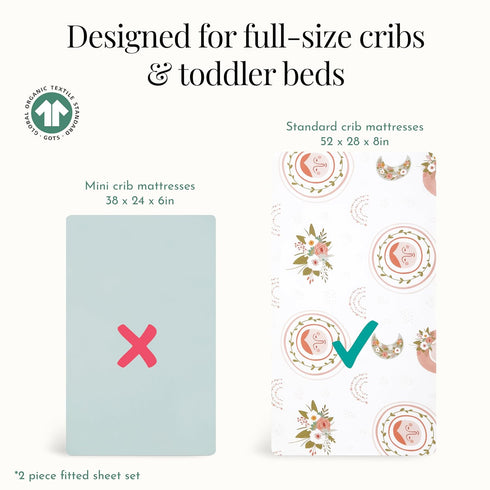 2 Pack Evolur Rain Boho Dark Crib Sheet, Fitted Crib Sheet for Standard Crib and Toddler Mattress, Soft and Breathable
