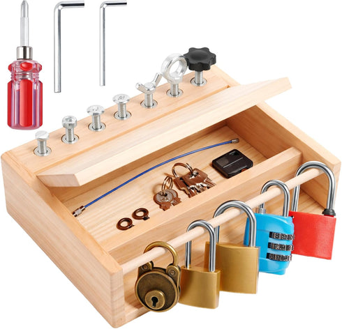 Set 3 4 5 Set, INIFEIDALA Montessori Screwdriver Board - Lock and Key Toy,Busy Board Toys for Year Olds Boy Birthday
