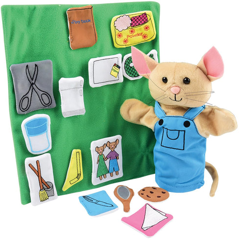 Constructive Playthings If You Give a Mouse a Cookie Plush Hand Puppet Set, 16-Pieces, Toddler Toys