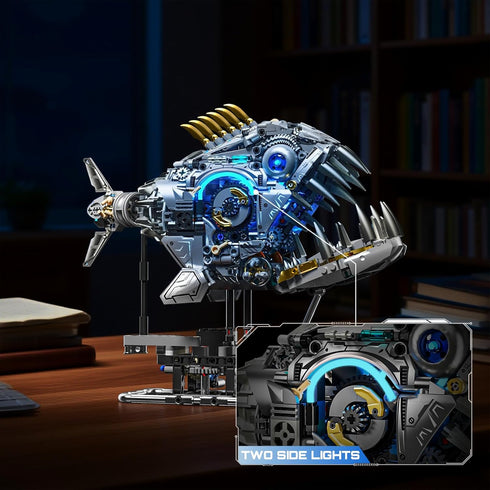 Myth Qholve Mechanical Piranha Building Block Kit Hand-Crank Gear Multi-Joint Motion Toy for Boys, Girls