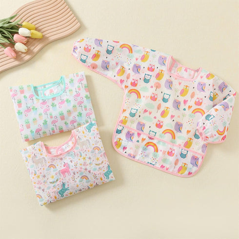 3 3-24 Pcs Waterproof Long Sleeves Baby Bibs Weaning Smock Bib Months
