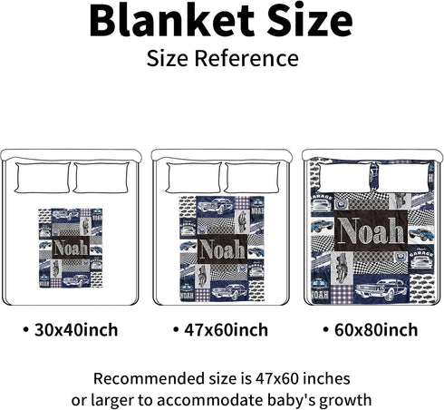Cozy Personalized Baby Blanket for Boys, Personalized Baby Gifts, Custom Name Baby Blanket, Plush and Blanket with Navy