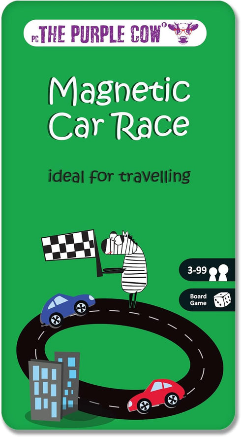 The Purple Cow Magnetic Travel Car Race Game, Fun Game for Kids & Adults, Airplane & Quiet Games