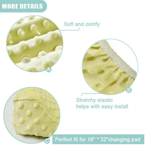 2Pack Owlowla Changing Pad Cover,Soft Minky Dots Changing Table Sheets for Baby Boy and Girl (White&Lime Green)