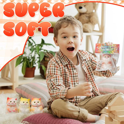 JIACAI 2pcs Favors,Pinch Gifts(2pcs Small Squishy Cat,Handmade Cute Soft Cat Funny Stress Relief Squishies for Kids