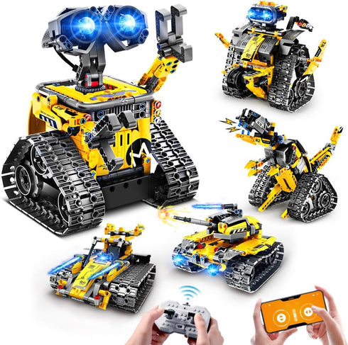 HOGOKIDS Robot Building Toys for Kids - 5 in 1 Remote & APP Controlled Building Set, STEM Toys for Boys Girls Age 6-12
