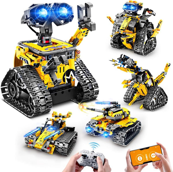 HOGOKIDS Robot Building Toys for Kids - 5 in 1 Remote & APP Controlled Building Set, STEM Toys for Boys Girls Age 6-12