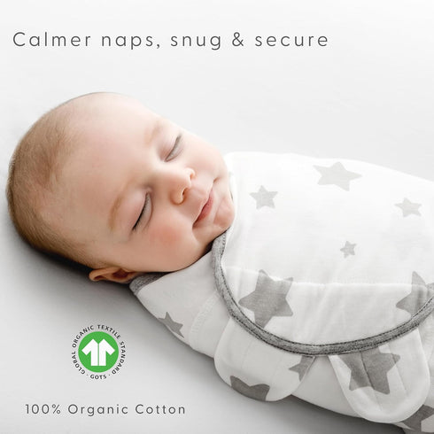 Little Seeds 0-3 3-Pack Adjustable Swaddle Blankets for Infants Months Organic Cotton Baby Swaddles for Newborn Boys