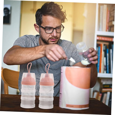 LIFKOME 2pcs Milk Powder Dispenser Travel Friendly Formula Container with Three Layers for Accurate Feeding Capacity
