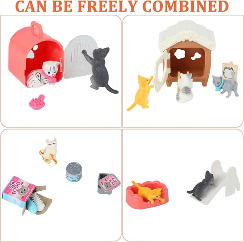 40 Pack Cat Figures Playset Toy - Realistic Cat Figurines for Pretend Play, Educational Learning, Cake Toppers