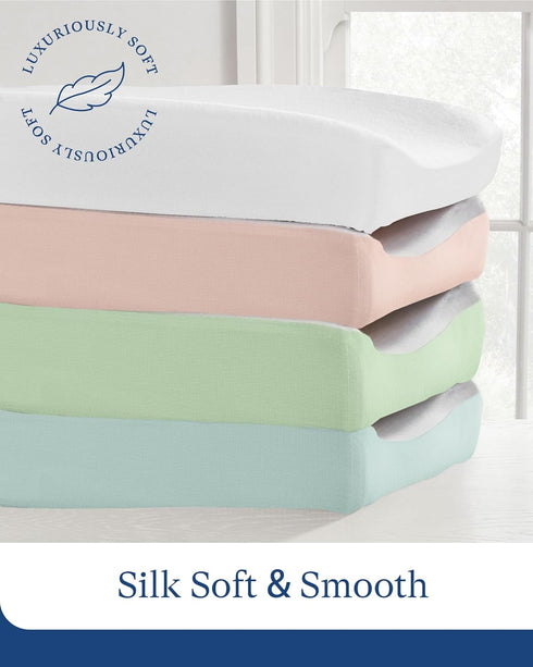 2-Pack PurComfy Supersoft Diaper Changing Pad Covers, Premium Bamboo Viscose Change Table Pad Covers for Baby Girls