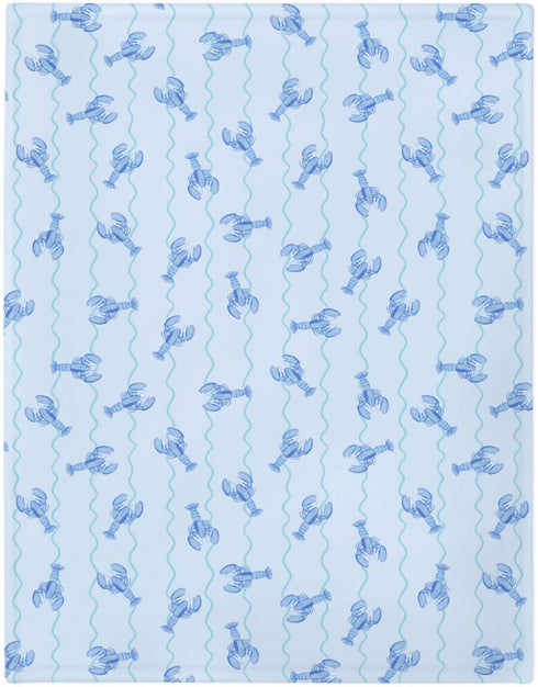 Summer 30x40inch Blue Lobster Bows Stripe Baby Blankets for Boy Girl Lobsters Sea Ocean Stripes Soft Flannel Nursery