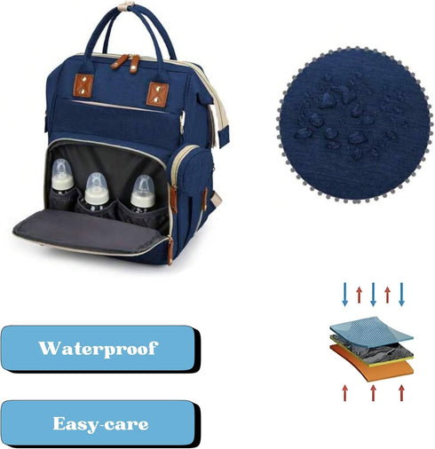 Sweet BB Backpack Baby Diaper with Changing Pad, Waterproof, USB Port, Large Capacity (Blue)