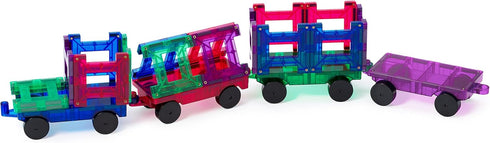 Set 55pcs Set 4 Playmags Magnetic Tiles Train Car for Kids - Magnet Building Blocks Accessory with Cars - Durable
