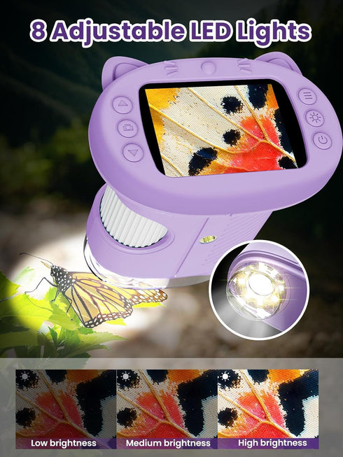 Vorth 2.4 Inch 1000X 3+, Microscope for Kids, Digital Microscope with Magnification, Handheld Camera Mini Pocket