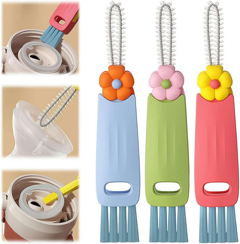 generic 3 1 Set Lid,180 in Cup Lid Cleaning Brush for Narrow Gaps,Multifunctional Crevice Cleaner for Baby Bottle