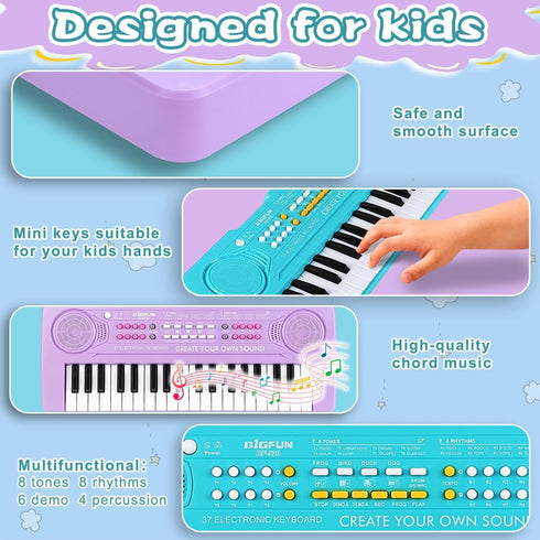 37 Set 3-7 (2PCS, Keyboard Piano for Kids, BIGFUN Keys Toddler Piano Multifunction Music Educational Instrument Toy
