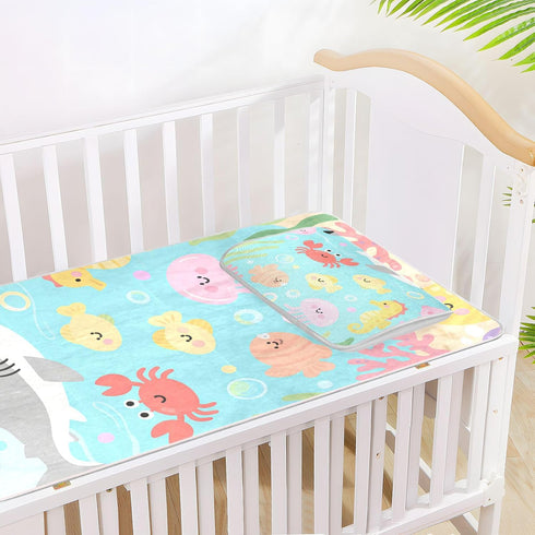 SyXIOP 28" 52" Cartoon Cute and Colorful Animals Cooling Baby Waterproof Crib Mattress pad x Breathable Crib Bumper