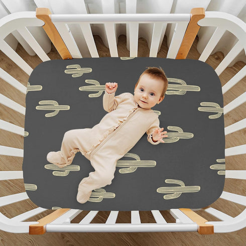 Sheet,52x28IN Pfrewn Crib Sheets for Boys Girls Cactus Boho Cacti Retro Fitted Crib Sheet Fits Standard Crib Mattress