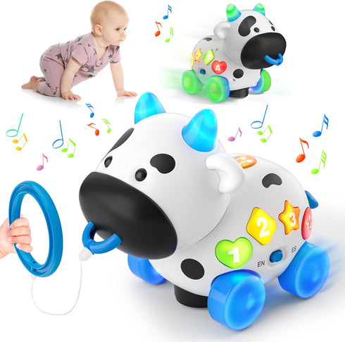 Musical Cow Baby Toys 6-12-18 Months, Bilingual Crawling Walking Toddler Educational Learning