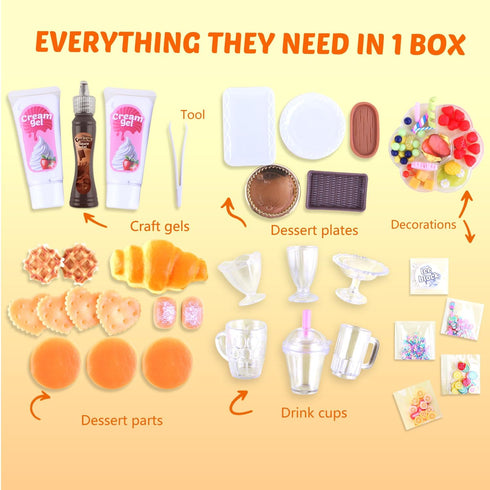 12 Set, 6+, food1) Making Miniature Food, Mini Dessert Cup Making Craft DIY Mini Food, NOT Edible, Birthday Idea