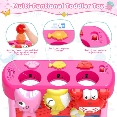 1 2 3 12-18 1-3 Musical Toys for Years Old Toddlers Girls, Interactive Feeding Toy with Music & Balls, Montessori