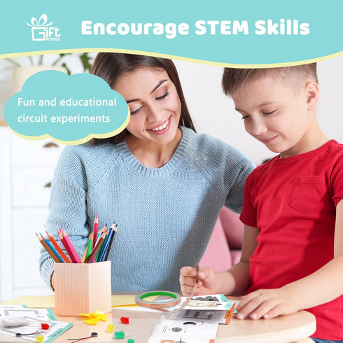 Set 8-12 GiftAmaz Paper Circuits Kit for Kids, STEM Electric Circuit Motors Kit, Child-Friendly Paper Circuit Board, DC
