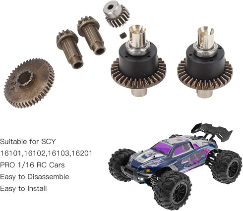 RC Car Motor Gear Kit, Differential Drive Assembly for 16101 16102 16103 16201pro 1/16 RC Car