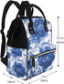 ZSUUGJ Backpack Navy Blue Floral Printed Diaper Bag Baby Bag Multi Function Baby Changing Bags For Travel