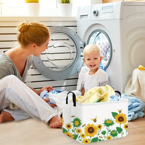 FXOCSHE FXOLCSHE Rectangular Sunflower basket,Waterproof Canvas kids Laundry Nursery Hamper,Storage Baskets