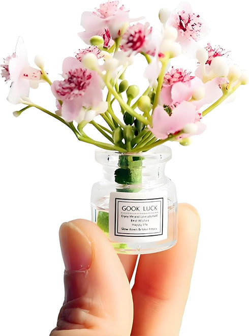 Miniature Flowers in Vase Set - 1:6 Scale Dollhouse Dcor with Realistic