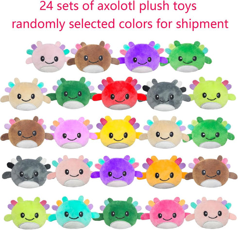 24 Pcs Plush Axolotl Toys Animals Decoration Stuffed Toy Great for Kids Boys Girls Toddler Party Favors Classroom