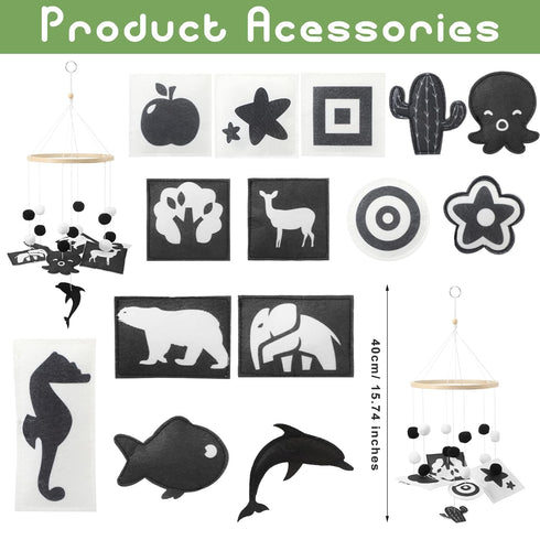 2 HyDren Baby Mobile for Crib Black and White Crib Mobile Nursery Crib Mobile Handmade Mobiles Decor for Baby Shower