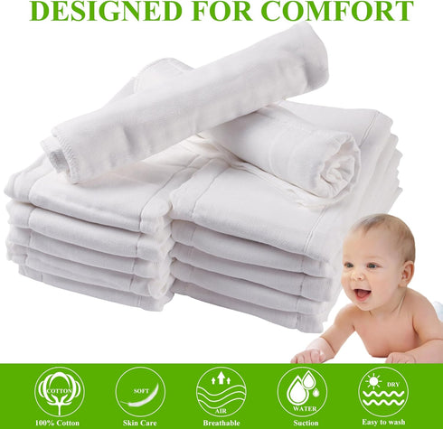 6 6/10/12 Count Ply Cloth Diapers Burp Cloth, Fasoar Thick Washable Absorbent Cotton Diaper for Babies and Toddlers