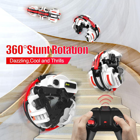 BAZADER RC Cars with LED Lights, Remote Control Snake 360° Roll Toys, Birthday Gift for Kids Age 7-11+, 2 Batteries