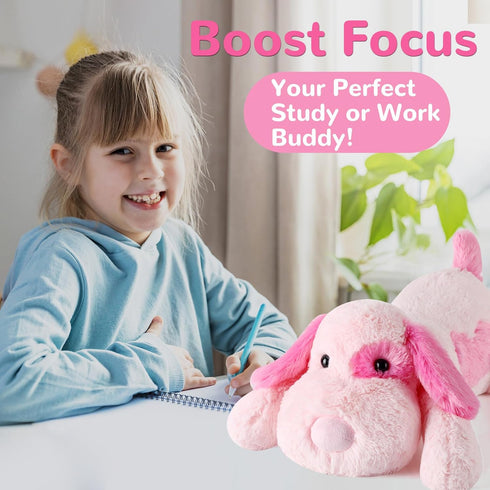22 Inch 4.5 (22" 4.5 lbs) meowtastic Pink Dog Weighted Stuffed Animals - Pounds Weighted Plush Dog Stuffed Animals