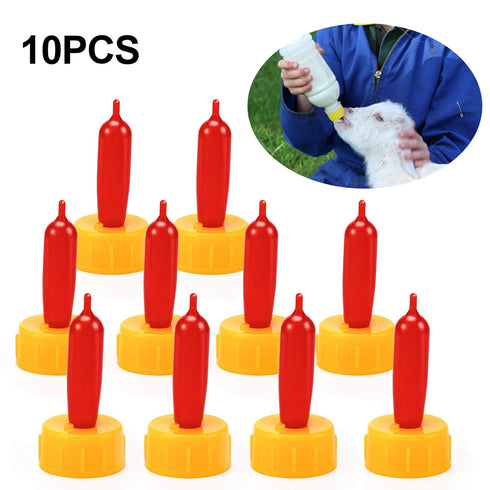 PAGOW 10PCS Nipple for Goats, Soft Rubber Pacifier for Nursing Small Animal Milk Drink, Lambs and Goat Kids