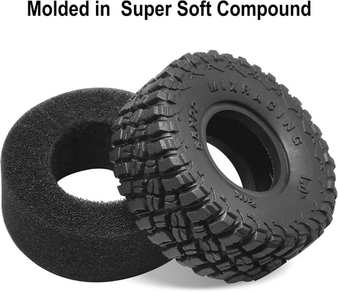 OGRC 1.0 All Terrain Super Soft Tires for 1/18 TRX4M, 1/24 RC Crawler Axial SCX24 FMS FCX24-55 * 22mm
