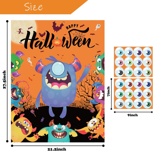 Halloween Party Games Pin Eye on The Monster Game, Reusable Halloween Party Favor Supplies for Kids