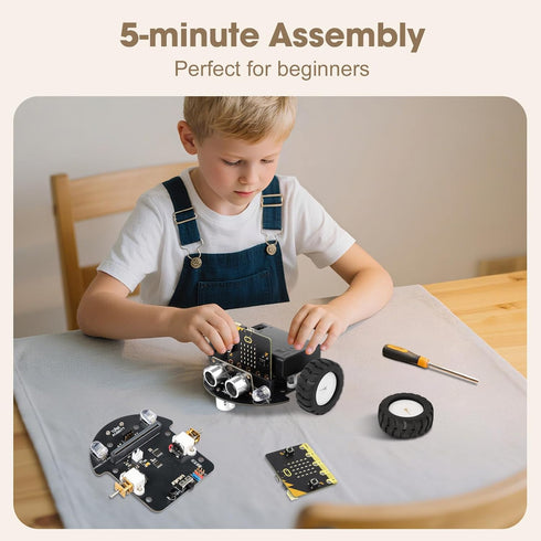 812 12-16, V2,STEM ACEBOTT Robotics for Kids Ages Smart Robot Car Kit Compatible with BBC Micro:bit Toys Coding Robot