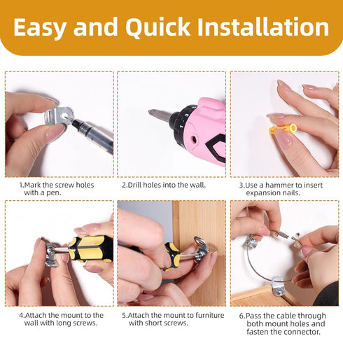 Chenyu Anchors(10set) Furniture for Baby proofing and Furniture Wall Anchor, Wall Anchors for Baby proofing cabinets