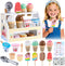 Peccvon Mini Wooden Ice Cream Toys for Kids Pretend Play Kitchen Food Toys,