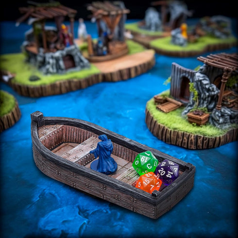 28mm CZYY DND Skiff Miniature Hand-Painted Resin Medieval Row Boat Fantasy Tabletop RPG Scatter Terrain for Wargames
