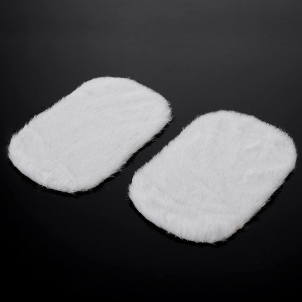 Cobee 2Pcs Miniature Carpets, 1:12 Dollhouse Wool Rug, White Furry Rugs for Dolls House Accessories Play Set