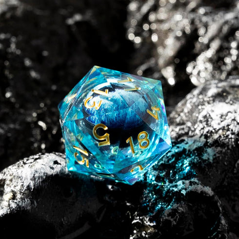 YEMEKO D20 22MM 20 Beholder'S Eye Dice Dragon Eye DND Single with Resin Sharp Edge Sided D&D Handmade Polyhedral