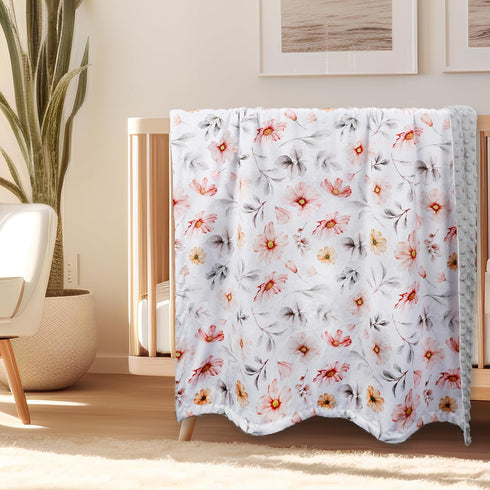 30 40 Inch(75x100cm) BORITAR Kids Baby Blankets Soft Plush Mink Fabric for Girls,Elegant Daisy Floral Receiving