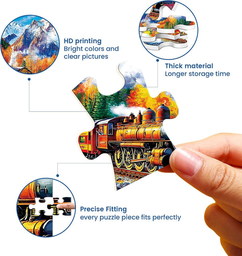 najiaxiaowu 500 500 Friends,20.5 15 Piece Puzzle for Adults,Mountain Train Puzzles for Adults Elderly,Recycled
