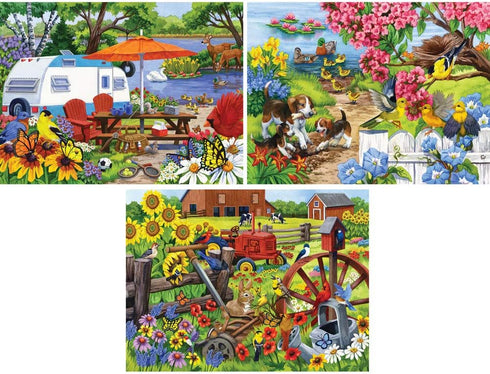 Bits and Pieces Value Set of Three (3) 500 Piece Jigsaw Puzzles for Adults by Artist Nancy Wernersbach